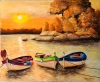 marc lejeune - couché de soleil sur les barques de pêche